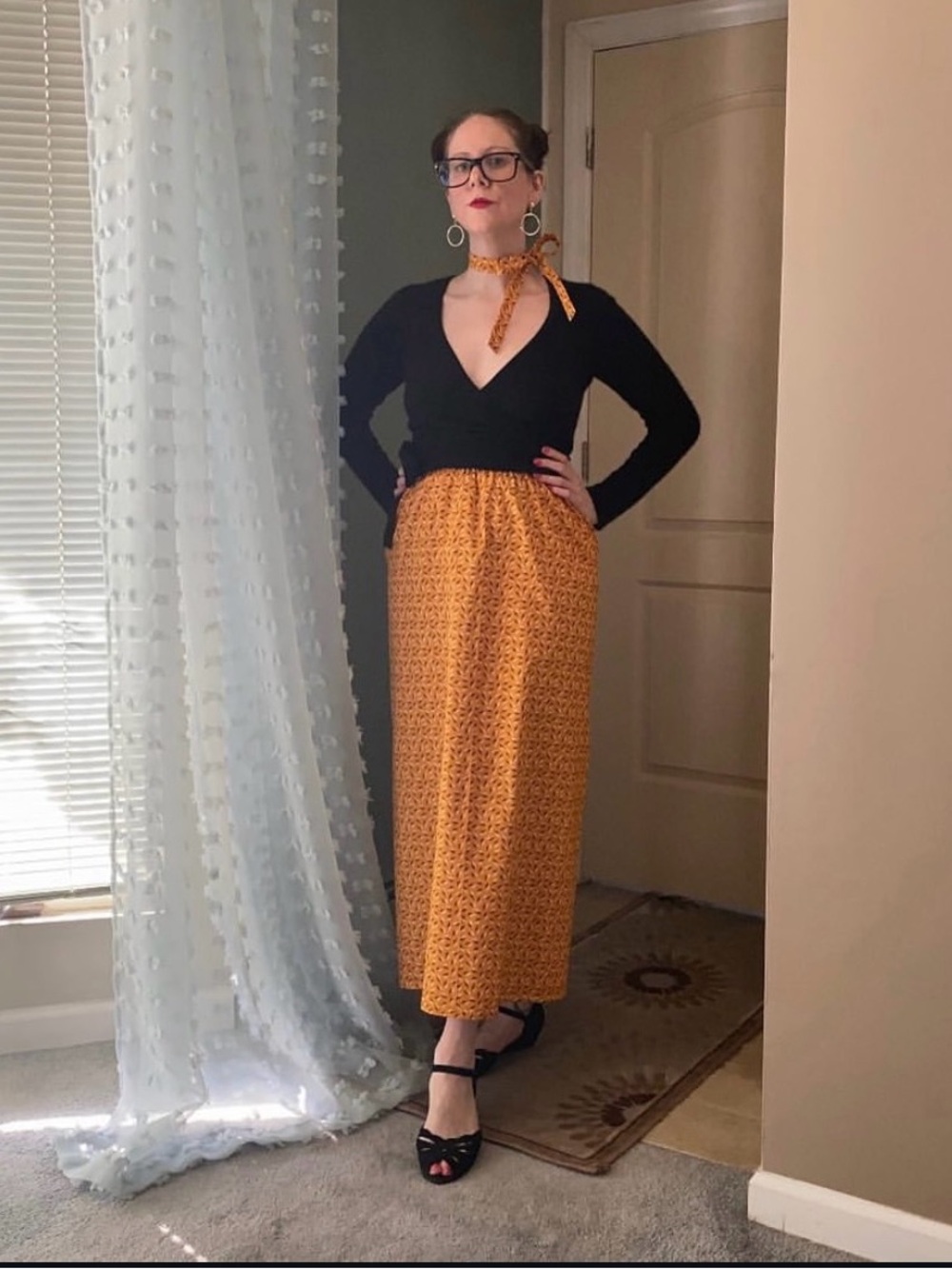 Handmade Cotton Lighting Bolt Novelty Print Maxi Skirt